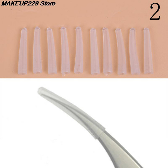 접목 속눈썹 핀셋 속눈썹 보조 도구 실리콘 커버 팁 핀셋 보호 케이스 4 가지 스타일 10 개, 03 type 2