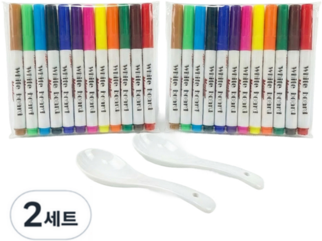 룰루레빗 워터 둥둥 플로팅펜, 2팩, 12색+숟가락