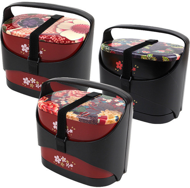 하코야 기모노 3단 손잡이 찬합 / 일제 도시락, 하코야 기모노 3단 손잡이 찬합 왕벚꽃 9870, 1개