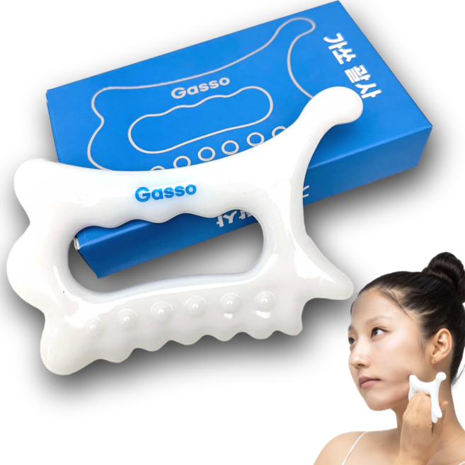 가쏘 괄사 마사지 얼굴 두피 바디 목 림프 승모근 지압, 화이트, 1개