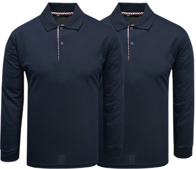 1+1 나인앤나인 기능성 쿨론 마이배색 체크 카라 긴팔 티셔츠 남녀공용 작업복 단체복