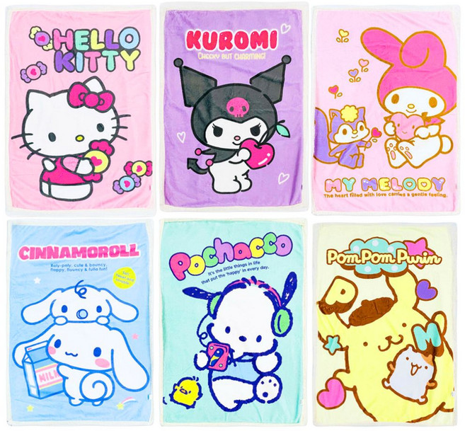 산리오 대형 무릎 캠핑 담요 시나모롤 쿠로미 마이멜로디 포차코 헬로키티 폼폼푸린 캐릭터 블랭킷 차량용
