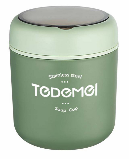 TEDEMEI 不銹鋼保溫湯杯, 304不鏽鋼內膽 綠色, 1個, 500ml