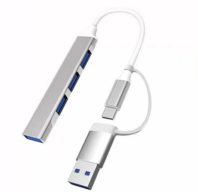 BuyChoo 4포트 USB C타입 2인1 멀티 허브, 1개, 그레이