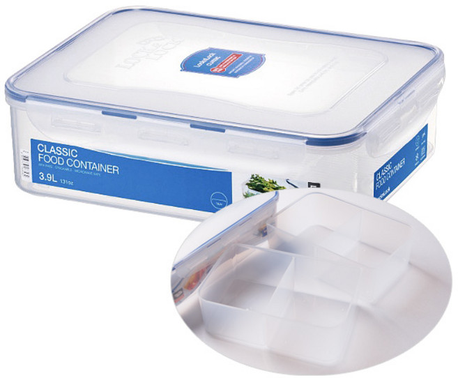 락앤락 HPL834C 클래식 밀폐용기 직사각 4칸 3.9L, 유노이아 본상품선택, 1개