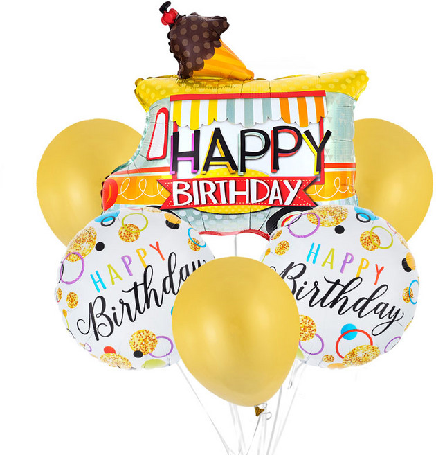 파티팡 은박풍선 고무풍선 생일파티 장식 풍선부케세트, 1개, 생일 아이스크림버스세트