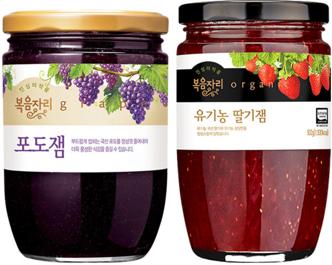 복음자리 포도잼 620g *유기농 딸기잼 500g, 1개