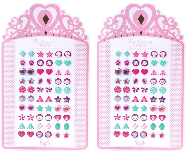 (4종세트) 키즈 붙이는 귀걸이 스티커 유아 아동 어린이 여아 생일 선물