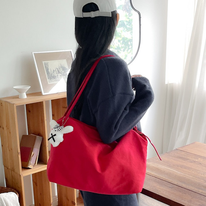 메리 캔버스 숄더백 여성 보부상 스퀘어 사각 에코백 키링증정