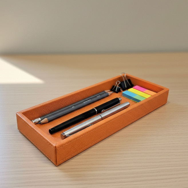 유피어 가죽 펜 트레이, 1개, 오렌지