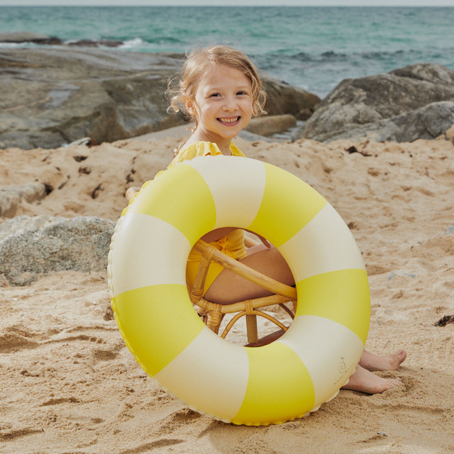 클래식 플로트 감성튜브 어린이 성인 원형 물놀이용품 튜브, 어린이 레몬 비치 (PPK4), 1개