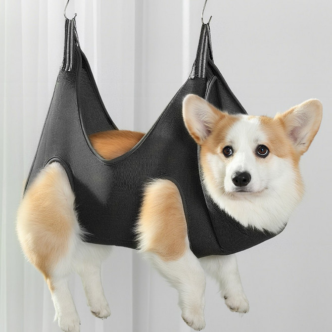 ZOZI 반려동물 미용 거치대 고양이 강아지 겸용 미용 손질 발톱깎이 해먹형 미용 테이블 의자, 1개, XS 블랙