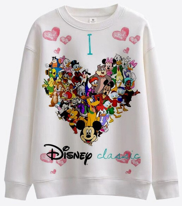 맨투맨 새로운 메리 크리스마스 디즈니 미키와 미니 가을 하라주쿠 크루 넥 데님 캐주얼