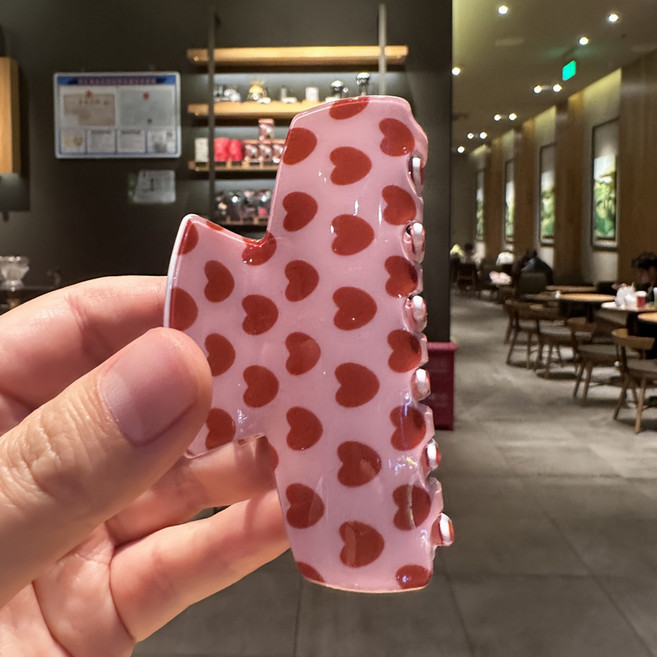 여성용 러블리 하트 패턴포인트 집게핀