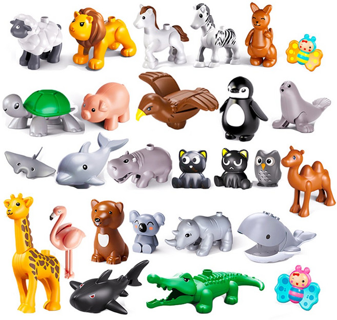 동물 블록 피규어 시리즈 27종 세트 듀플로 호환, 27종 세트 × 1개, 동물블록세트(27종), 1개