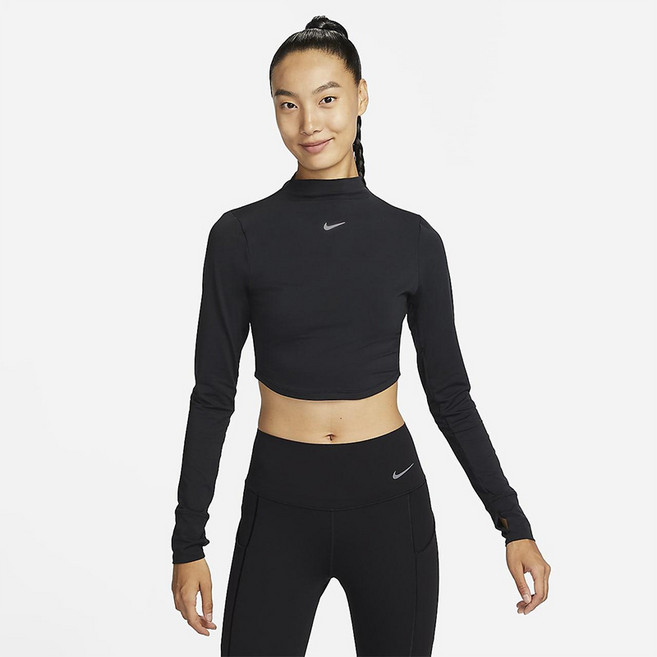 나이키 여성 원 럭스 크롭탑 롱슬리브 블랙