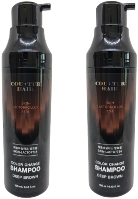 꾸띄르헤어 스킨락토7714 염색샴푸 시즌 4 진갈색, 2개, 190ml - 쿠팡