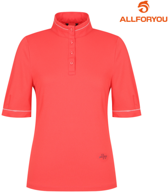 [올포유] 여성 물결 테잎 포인트 하프넥 반팔 티셔츠 AWTHL3361-304_G