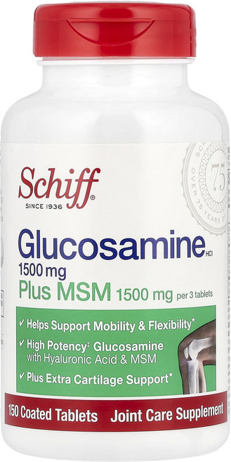 Schiff 글루코사민 플러스 MSM 1500mg 코팅 정제 150정(1정당 500mg), Schiff글루코사민플러스MSM1500mg코팅정제150, 1개, 150정
