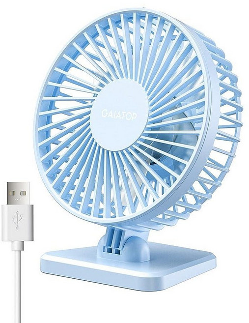 Gaiatop USB 책상 팬 작지만 강력함 개인 휴대용 조용한 3가지 속도 조절 가능한 미니 테이블 데스크탑 쿨링 홈 오피스 자동차 여름 여행 선물 블루, 라이트 블루