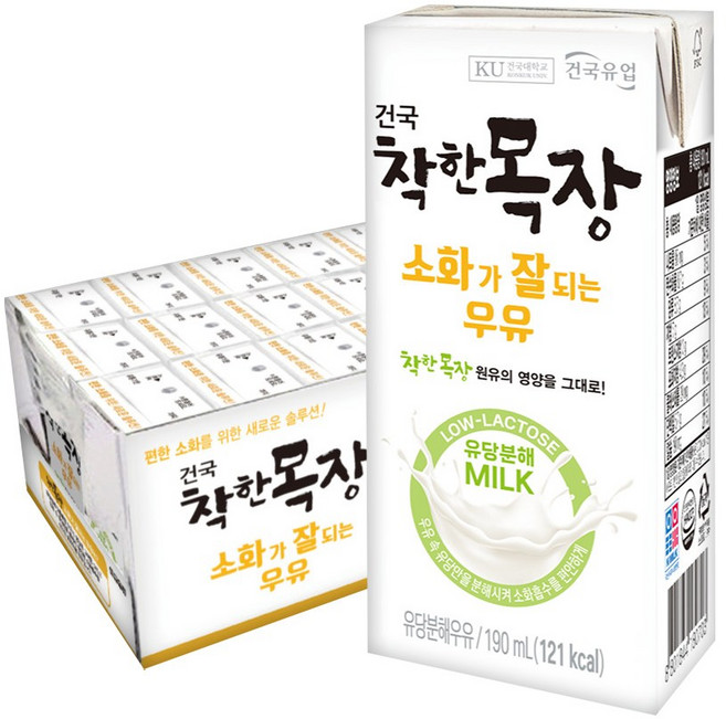 건국우유 건국 착한목장소화가잘되는멸균우유 24입, 190ml, 24개