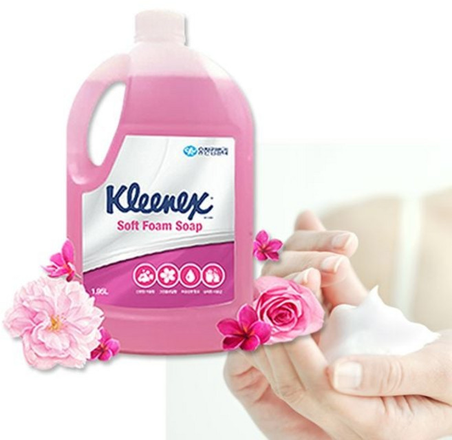 56608 크리넥스 소프트 폼솝 거품비누 1.95L 1개 워시 척 용기 와시 정제 물비누 거품비누 핸드 dew+415wx