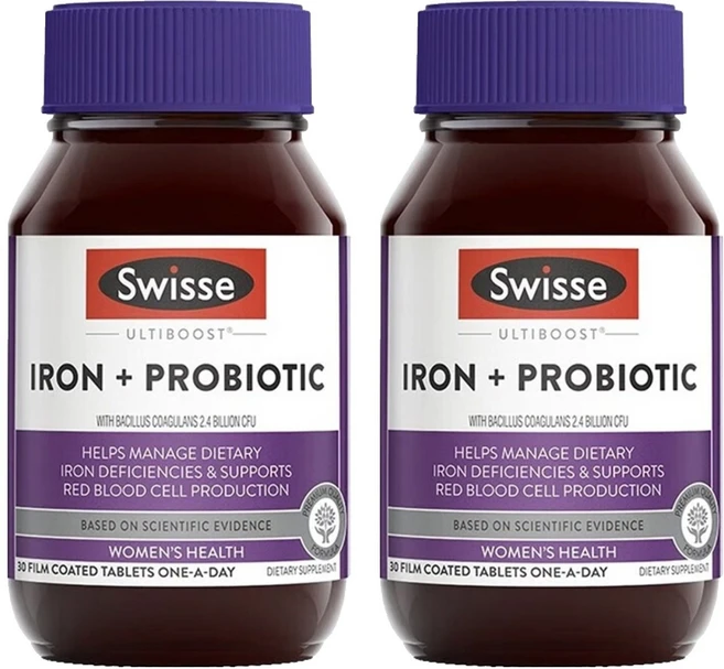 스위스 철분 + 프로바이오틱 타블렛, 2개, 30정 - 쿠팡