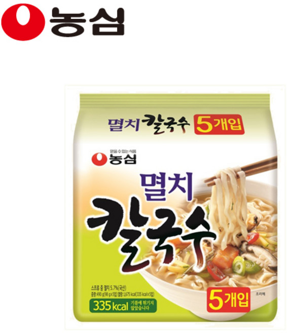 농심 멸치 칼국수, 98g, 5개