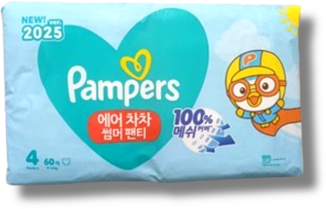 팸퍼스 2025 에어차차 썸머 팬티 기저귀, 4단계, 180개