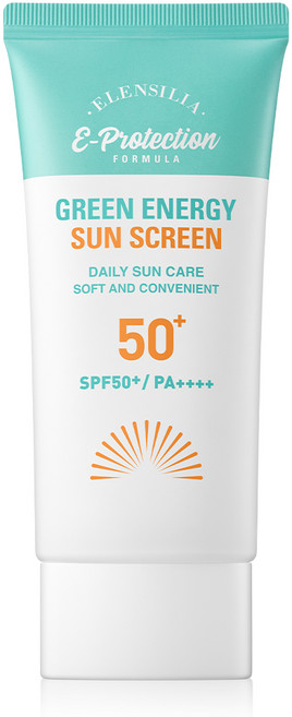 [엘렌실라] 그린에너지 온가족 진정 수분 선크림 SPF50+ UVA++++ 유기자차 저자극 민감피부 촉촉진정 백탁없는 데일리 자외선차단 순한선크림 가족용전용선케어 지속력좋은, 50ml, 1개