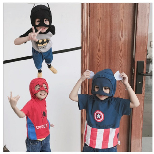 쪼고미샵 남아 여름 히어로 마스크 가면후드티