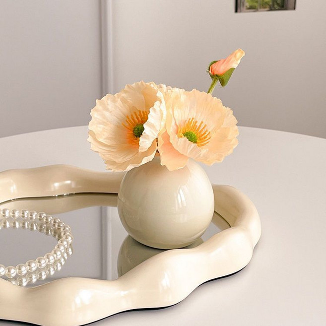 [화병세트] 인테리어 조화 생화같은 미니 꽃장식 꽃병 소품 화병, 1개, 양귀비