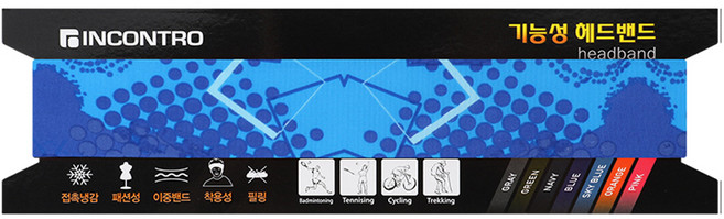 완우유통 맨살보다 더 시원한 헤어밴드 헤드밴드 쿨헤어밴드, 도트파랑색, 1개
