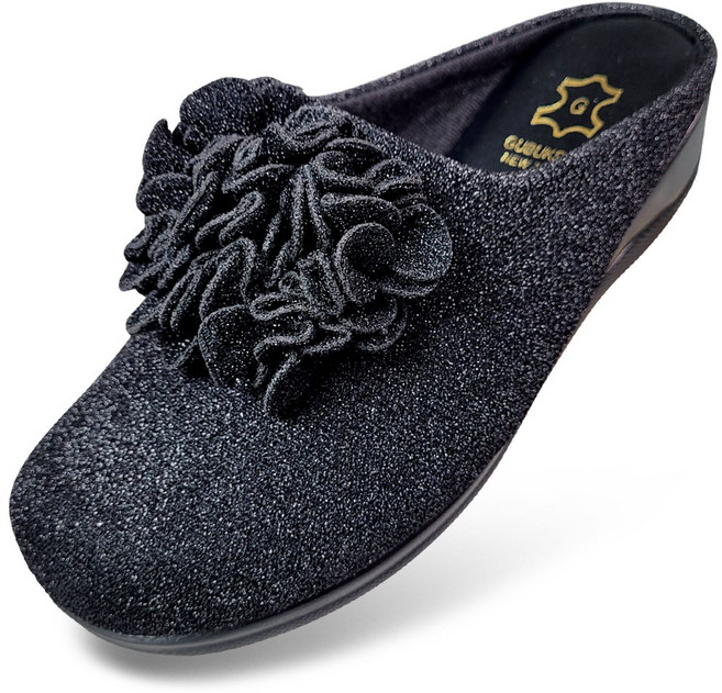 마마슈 여성 방한 슬리퍼 겨울 기모 꽃 펄 패브릭 W25SL