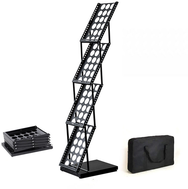 하모니 접이식 잡지꽂이 매거진랙 카달로그 거치대, 펀칭 잡지꽂이 블랙 가방포함, 블랙