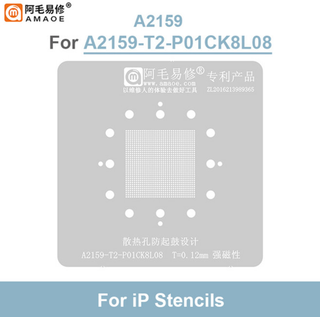 AMAOE MAC 노트북용 BGA 리볼링 스텐실 세트 A1989 A1990 A2159 T2 포지셔닝 플레이트 주석 식재 플랫폼 키트, [07] A2159 Stencil