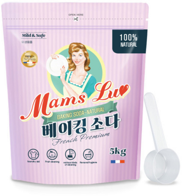 맘스럽 베이킹소다 파우치 5kg 프리미엄 프렌치 식품첨가물 1등급원료사용 프랑스명품, 1개