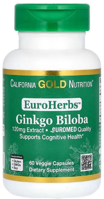 캘리포니아 골드 California Gold Ginkgo Biloba Extract EuroHerbs 은행나무 추출물 120mg VC EM 60개입, 60정, 1개 - 쿠팡