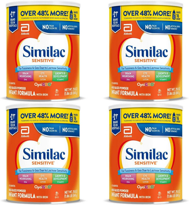 Similac Sensitive Infant Formula 시밀락 센시티브 분유, 4개, 845g
