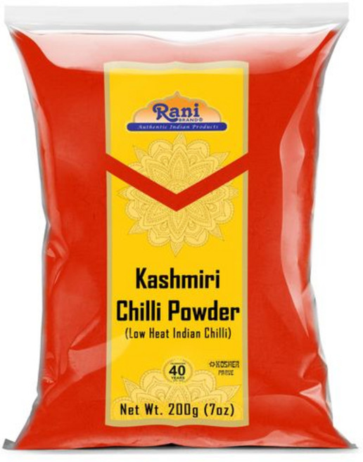 라니 카슈미르 고추가루 (데기 미르치 저열) 분쇄 인도 향 Rani Kashmiri Chilli Powder (Deggi Mirch Low Heat) Ground Indian, POLY BAG, 7 Ounce (Pack of 1), 200g, 1개