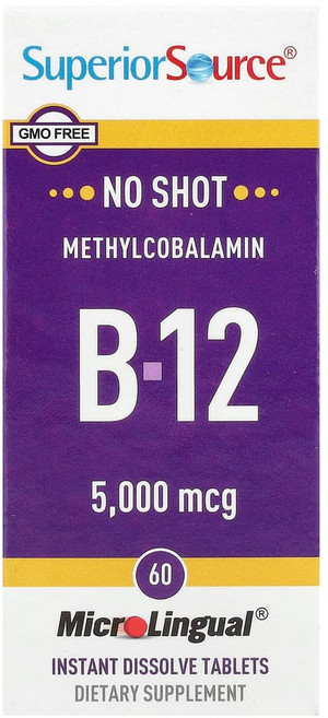 슈페리어쏘스 메틸코발라민 B-12 5000mcg 용해되는 녹여먹는 60정, 1개