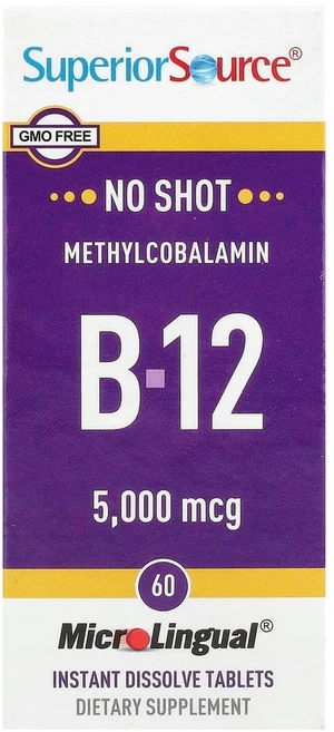 슈페리어쏘스 메틸코발라민 B-12 5000mcg 용해되는 녹여먹는 60정, 1개 - 쿠팡