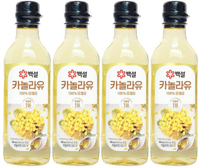 백설 카놀라유 500ml(26년7월소비기한), 500ml, 4개