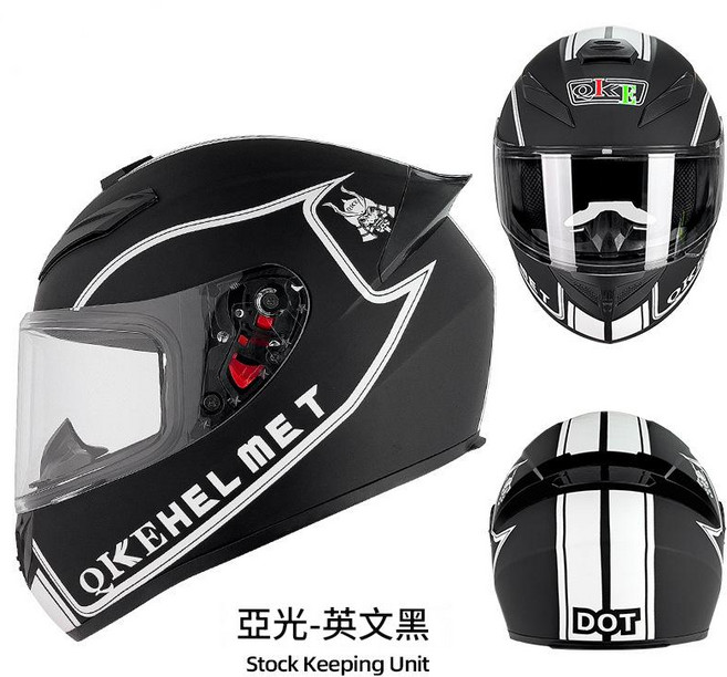 QKE 騎士全罩式機車安全帽, 英文黑 透鏡