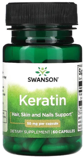 스완슨 케라틴 keratin 헤어 스킨 네일 써포트 50mg 60캡슐, 1개, 120g, 60정 - 쿠팡