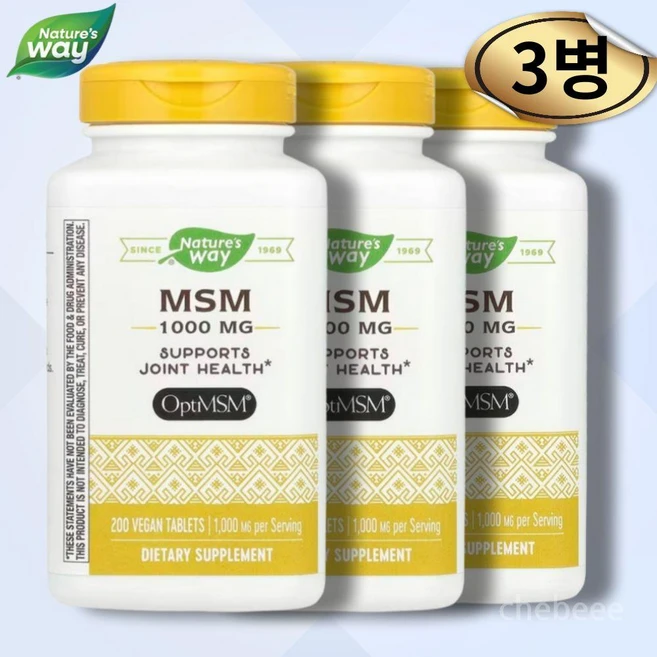 네이쳐스웨이 MSM 식이유황 1000mg 200정 3병 메틸설포닌, 3개 - 쿠팡