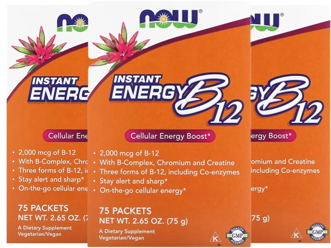 나우푸드 인스턴트 에너지 B12 2 000mcg 75팩 개당 1g(0.035oz), 3팩 - 쿠팡
