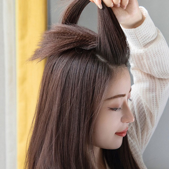 윗머리 볼륨 부분 가발 머리뽕부분 가발 정수리뽕 옆머리 뒷머리 헤어피스 볼륨 가발, 10cm-다크브라운, 1개