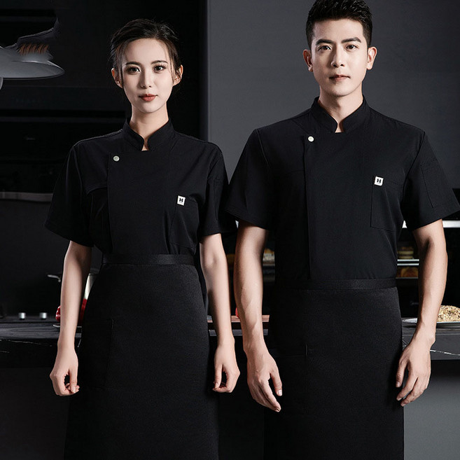 인어미남 남녀 공용 여름 셰프 작업복 편안한 조리복 심플하 반팔 카고