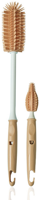 리에또 와이드 실리콘 젖병솔 젖꼭지솔 2종세트 세척솔, 01_와이드 실리콘 일자형 2종 세트 1 모던브라운, 1개